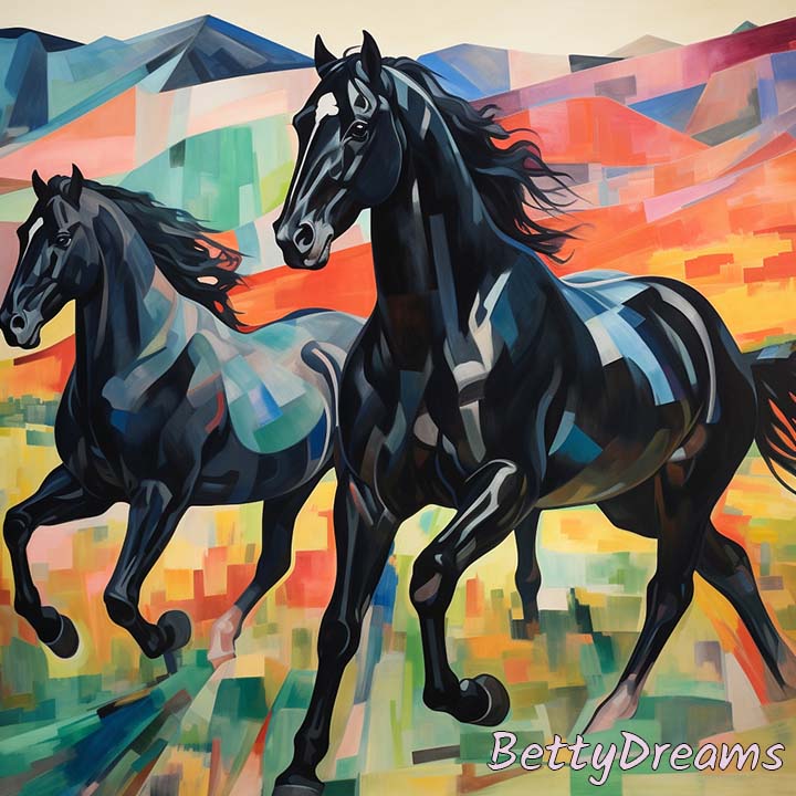  2 black horses