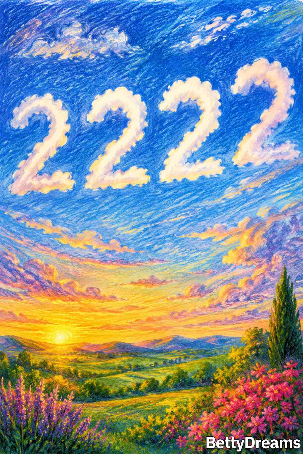Informational artwork about seeing angel number 2222