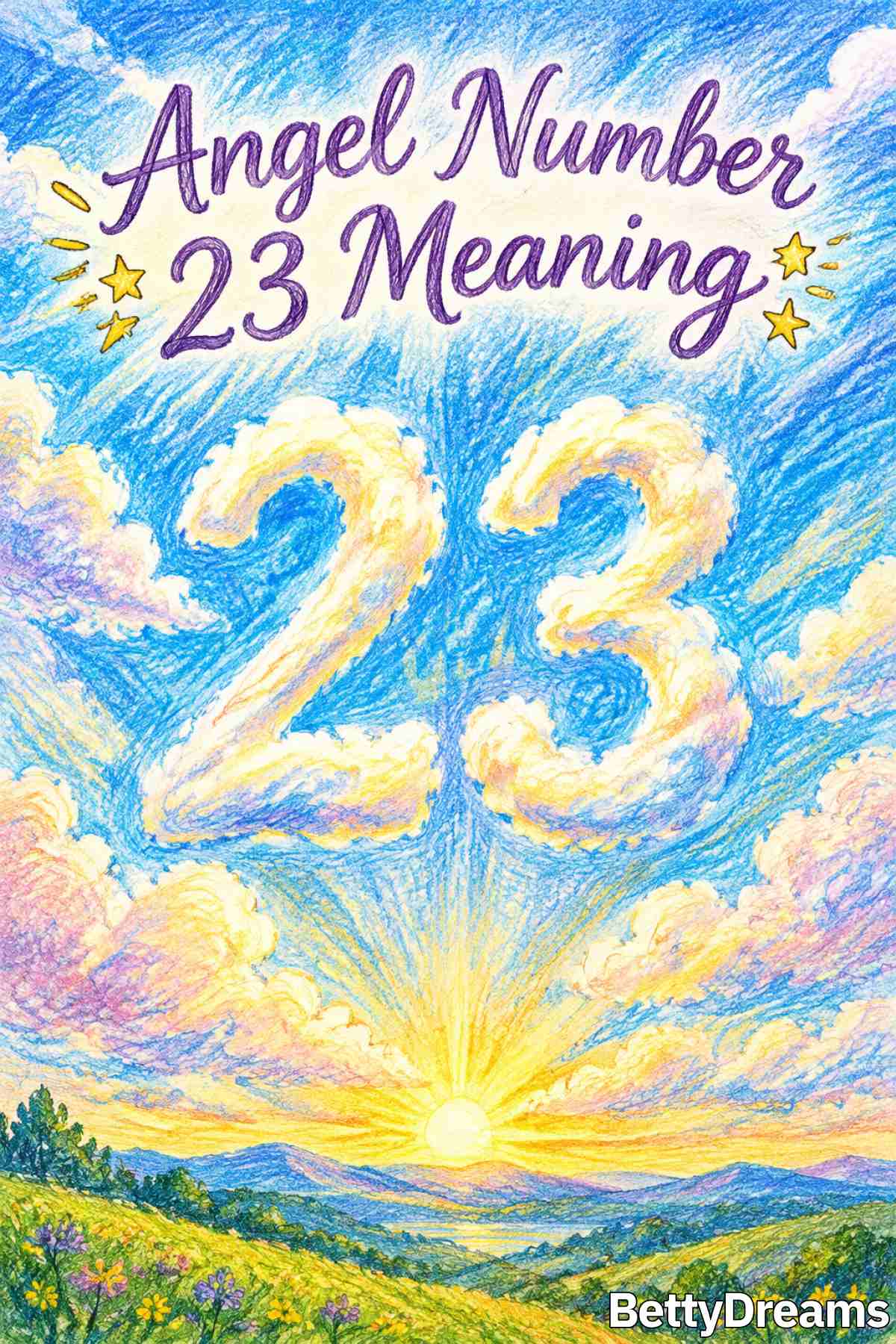 Informational graphic focused on seeing angel number 23