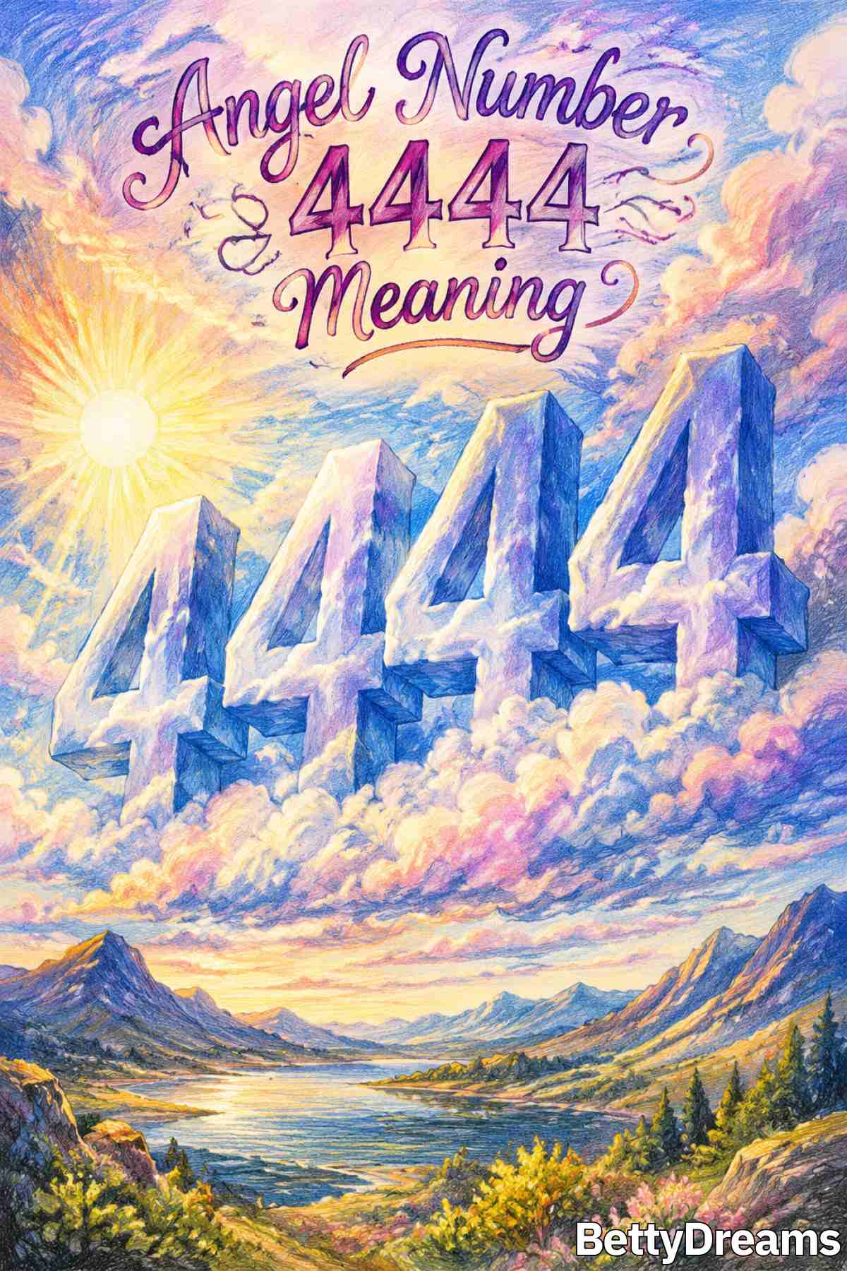 Simple graphic design explaining angel number 4444