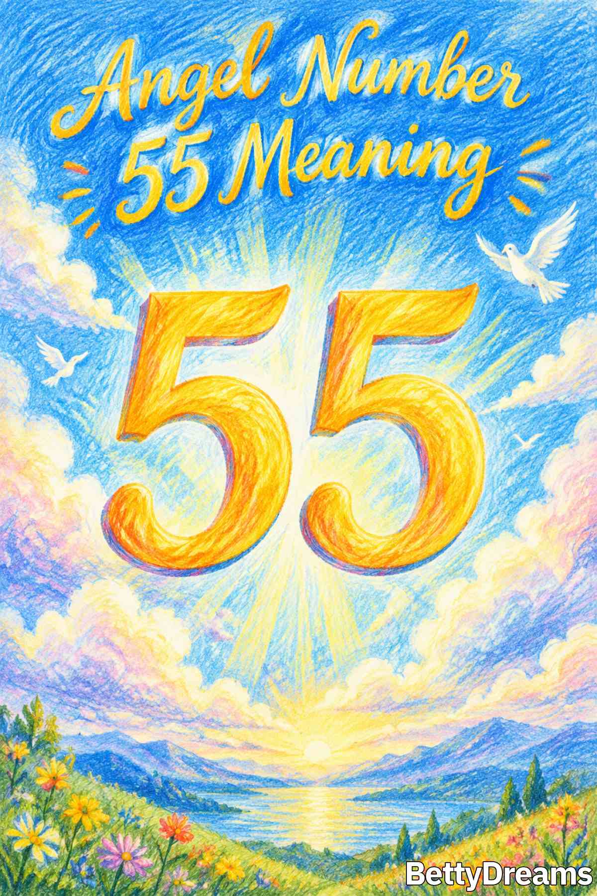 Simple design with angel number 55 explained