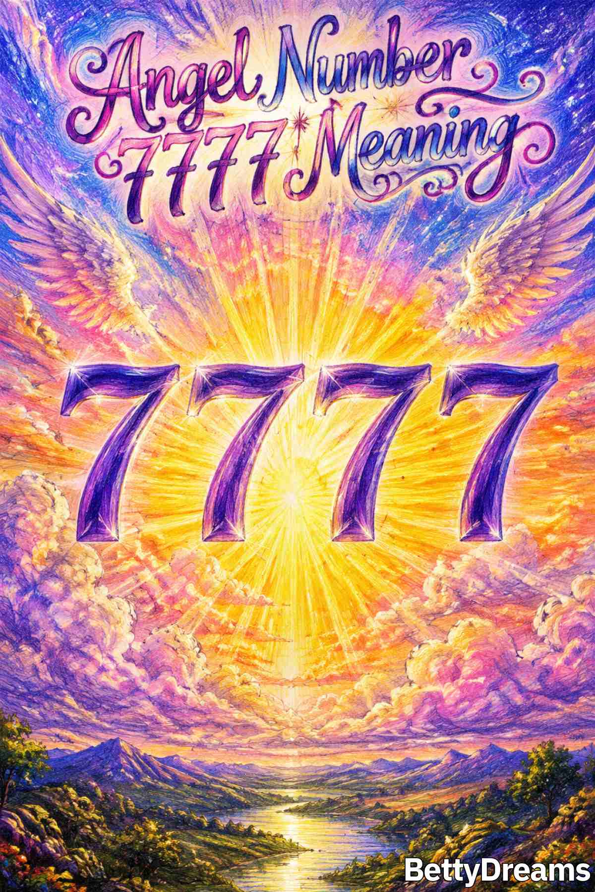 A visual graphic featuring the repeating sequence 7777