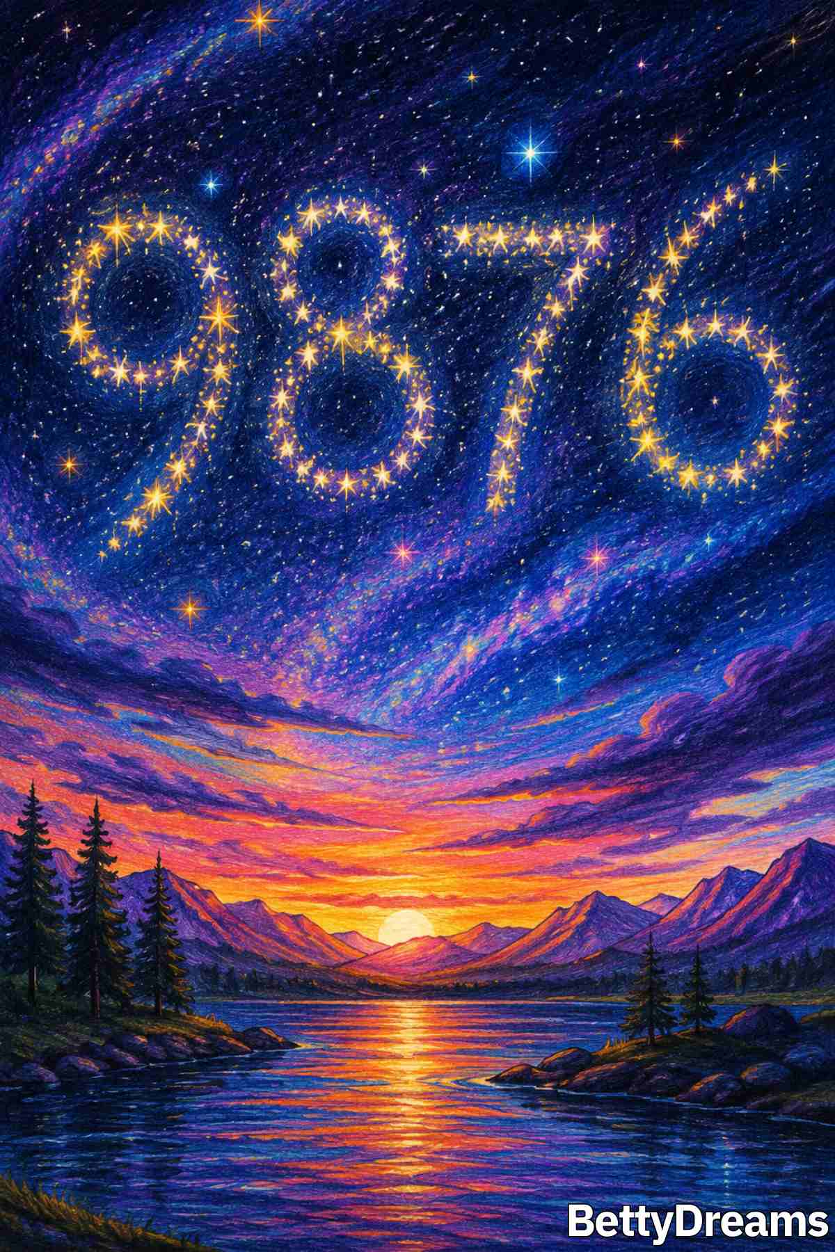 angel number 9876 concept illustration