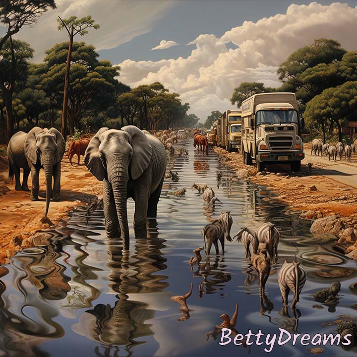 Animals on Flooded Roads