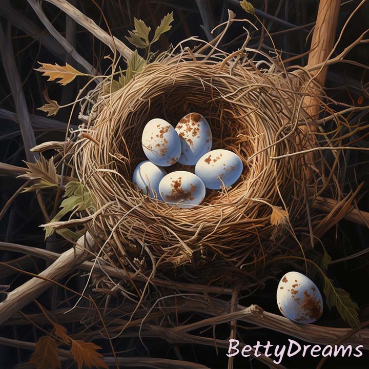 Bird Nest with Broken Eggs