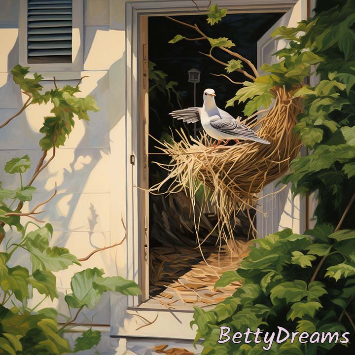 Bird Returning to Nest at Front Door