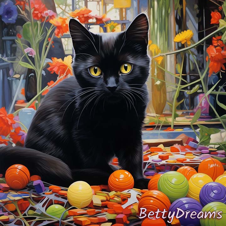 Black Cat Playing