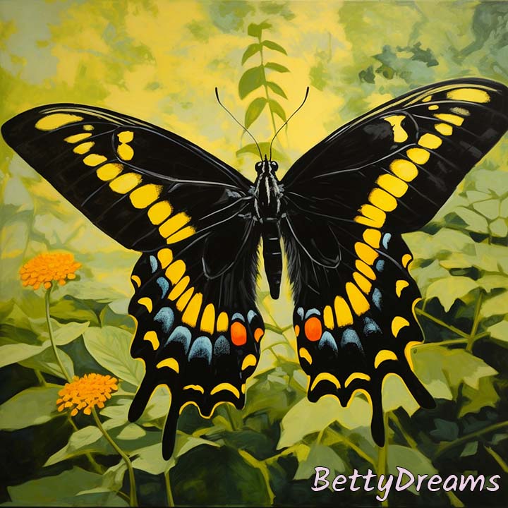 Black and Yellow Butterfly Landing