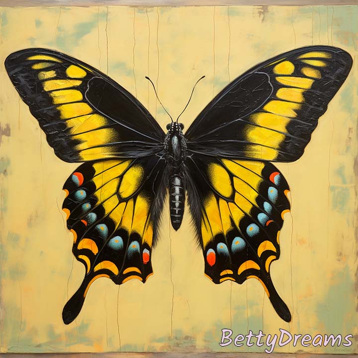 Black and Yellow Butterfly with Damaged Wings