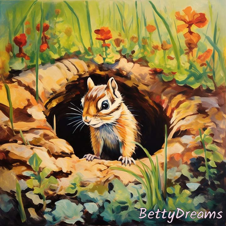 Chipmunk Digging a Hole