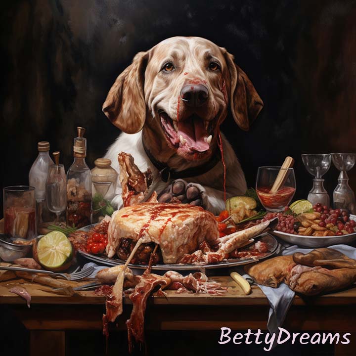 Dog Eating Raw Meat
