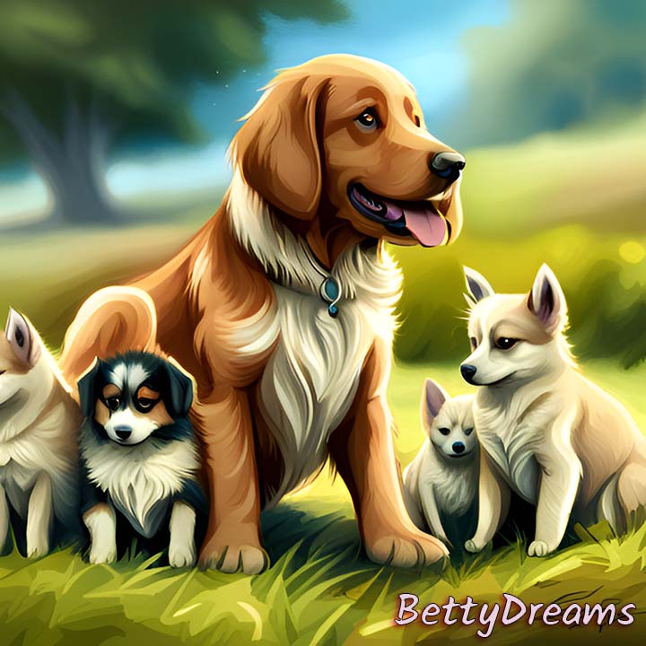 Dream of White Dog with Puppies