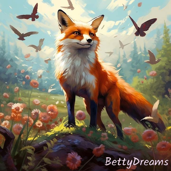 Fox with Birds