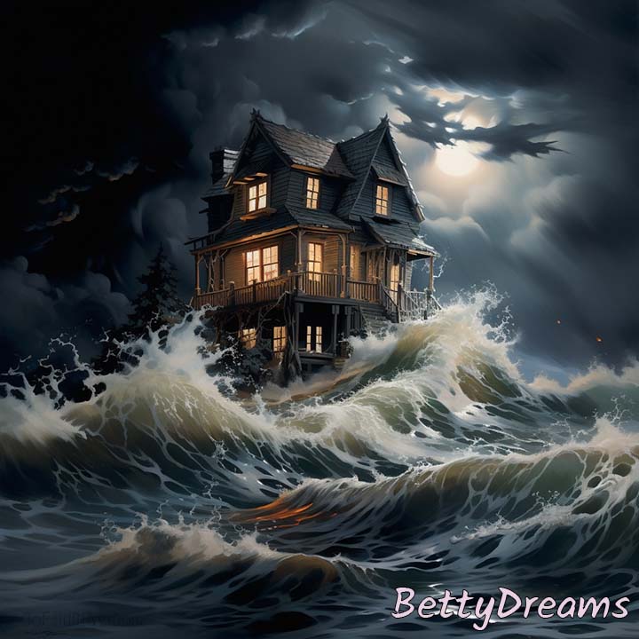 House on Water in a Storm