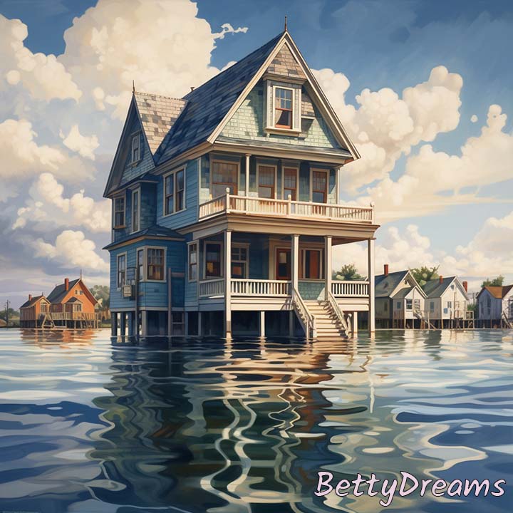 House on Water with Clear Windows
