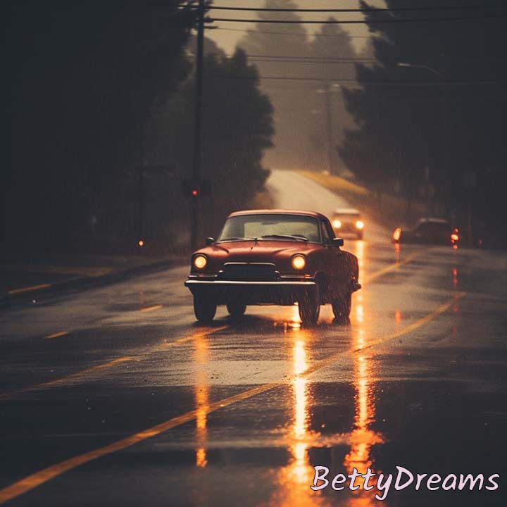 In my dream, I was driving my car on a rainy night