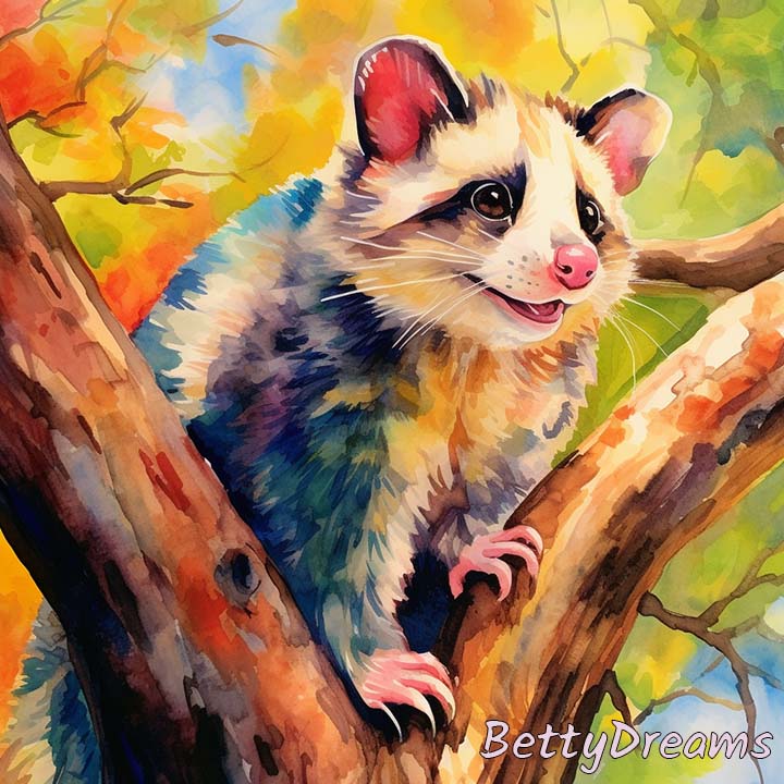 Possum Climbing a Tree