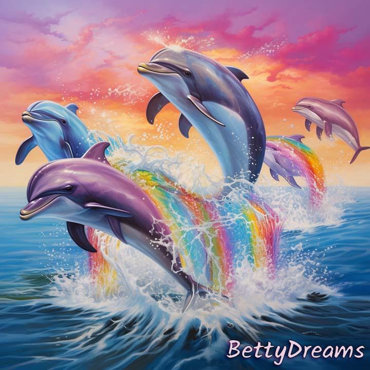 Six Dolphins Jumping
