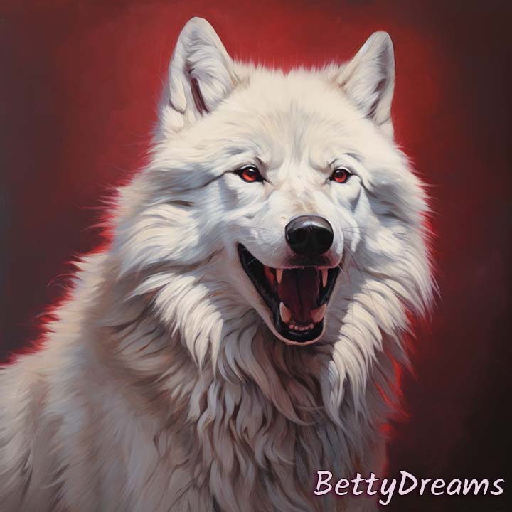 White wolf with red eyes