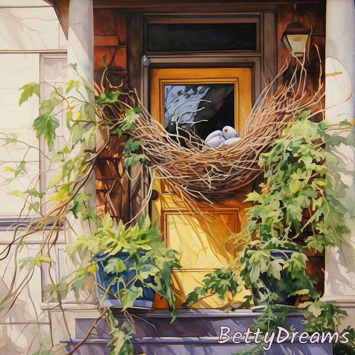birds nest at front door