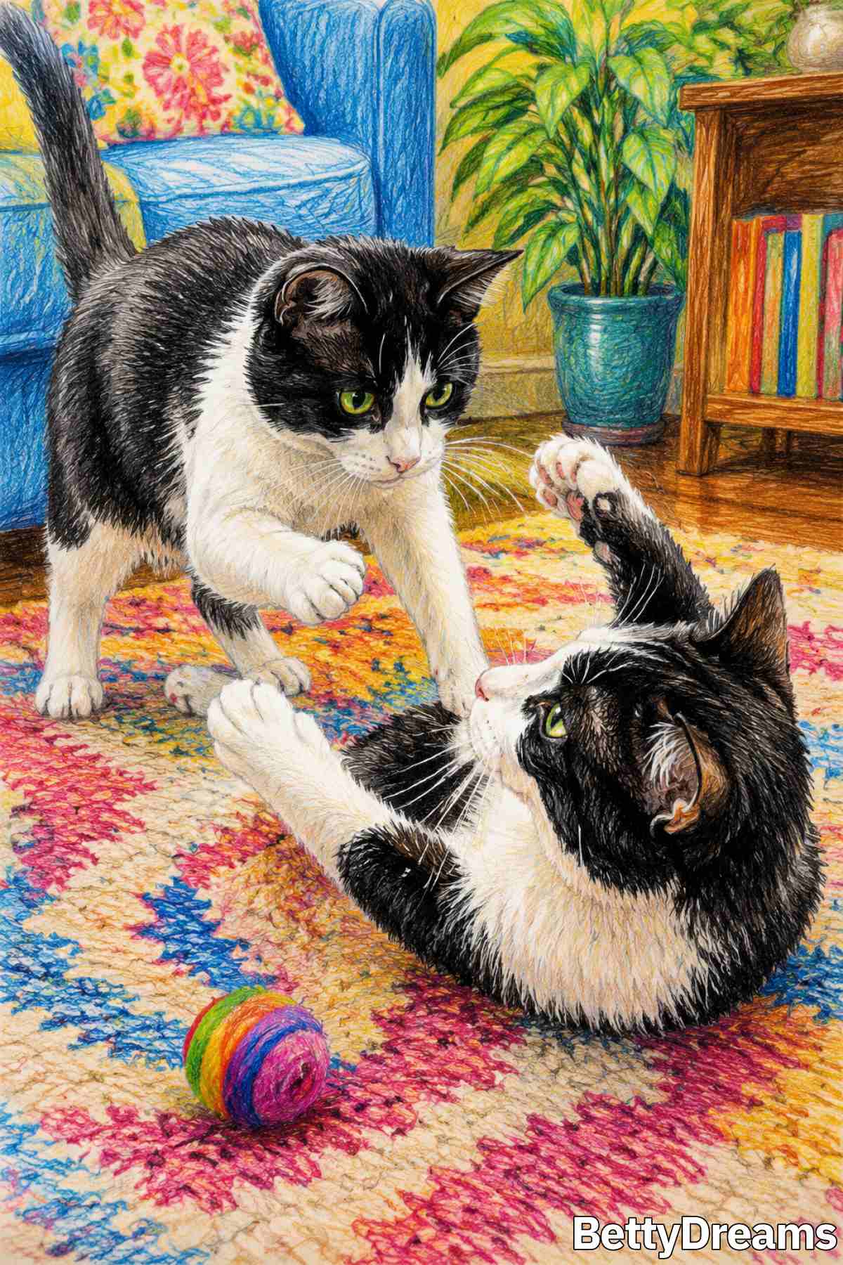 having a dream about a black and white cat