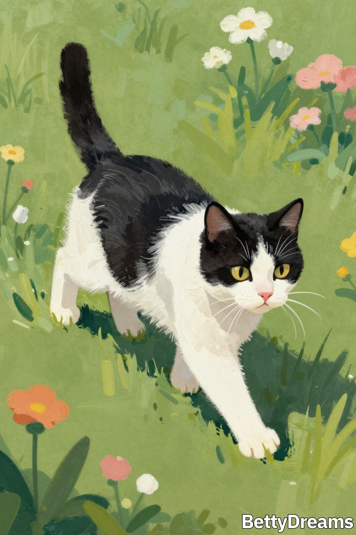 black and white cat in dream