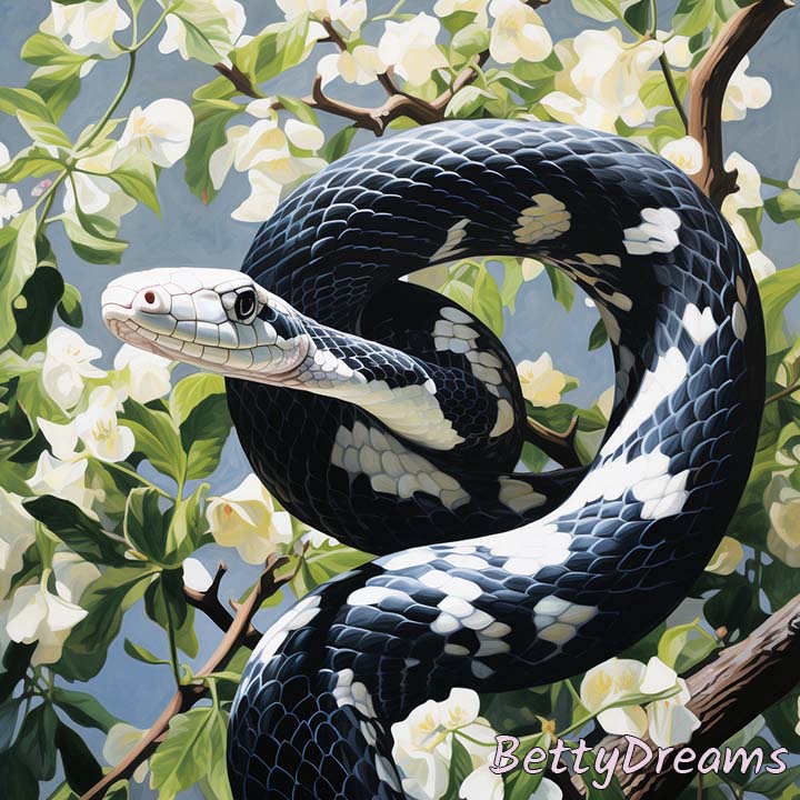 white black snake in a tree