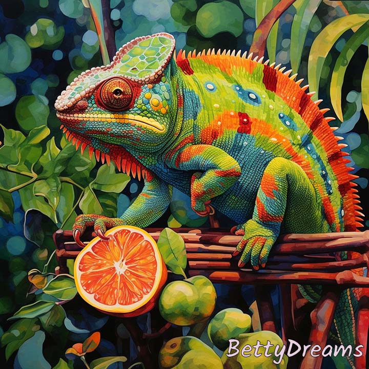 chameleon  and food