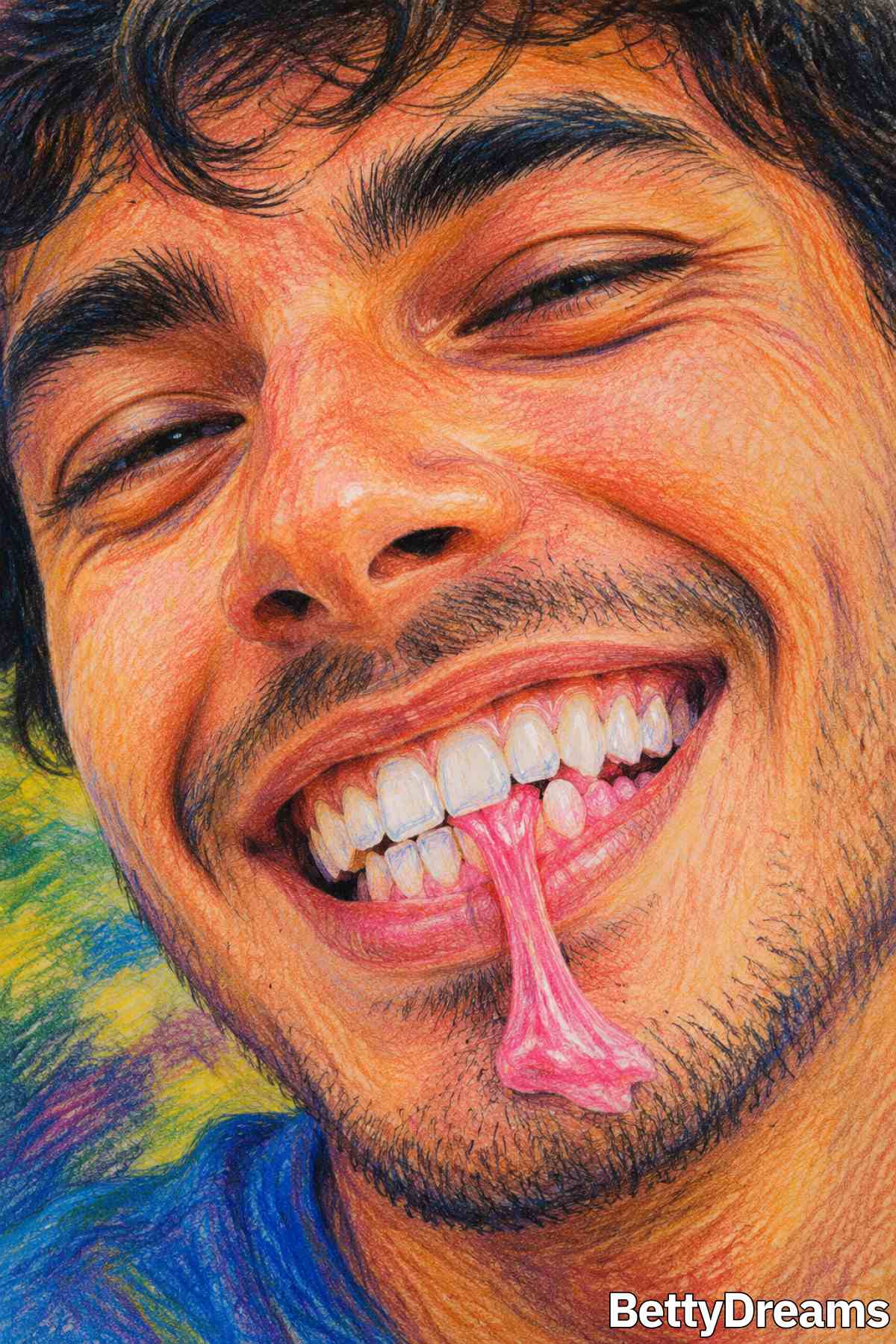 chewing gum stuck to teeth in a dream