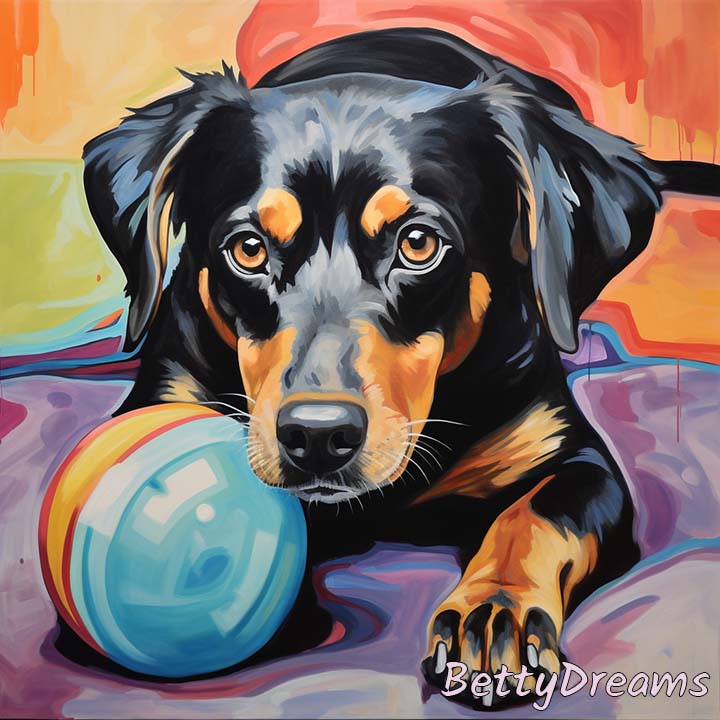 dog and a ball