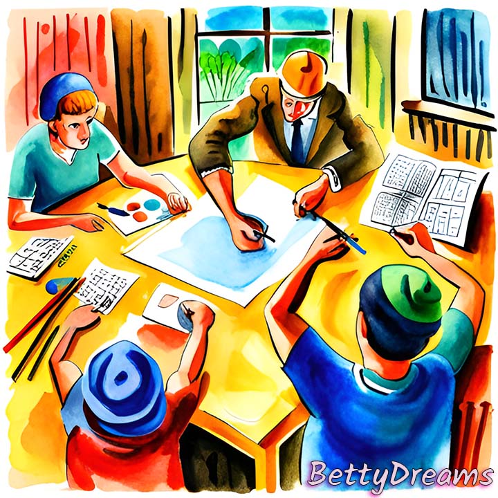 drawing around the table
