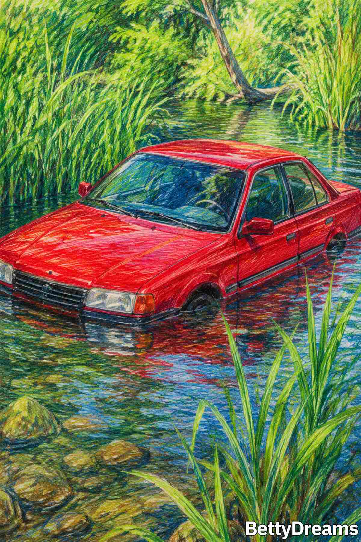 having a dream about driving into water