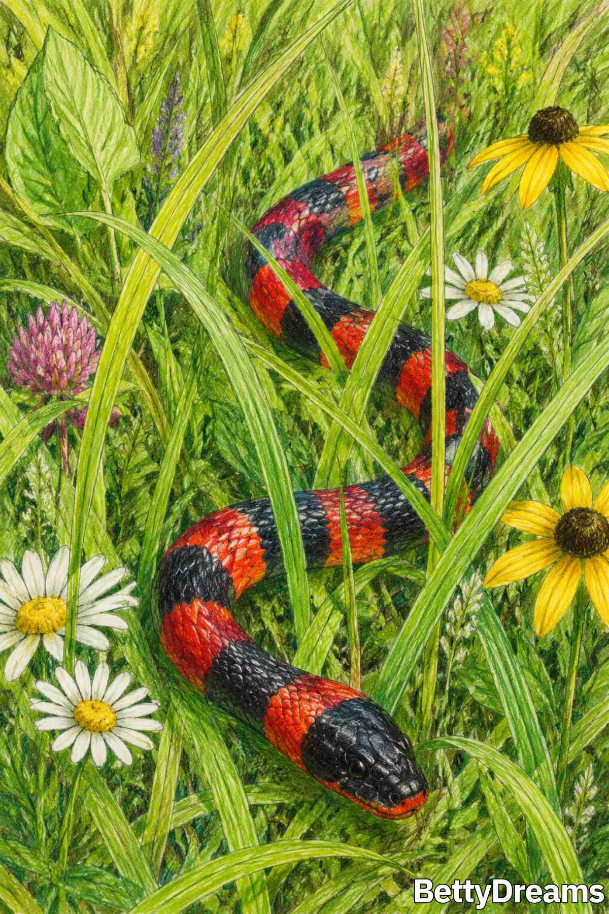 meaning of red and black snake in dream
