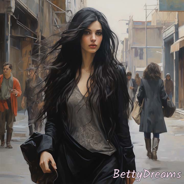 long black hair