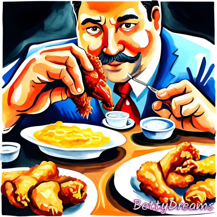 men eating chicken