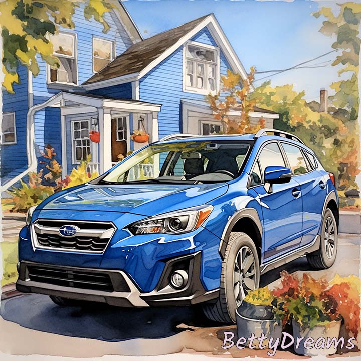 parked blue car