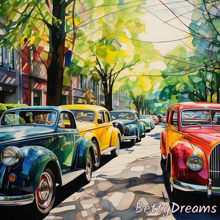 parked cars in the street