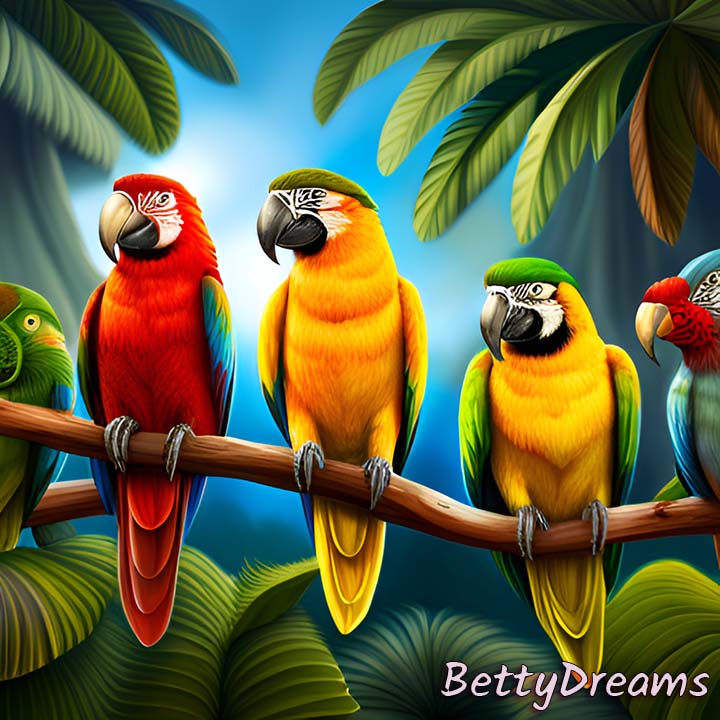 parrots on tree