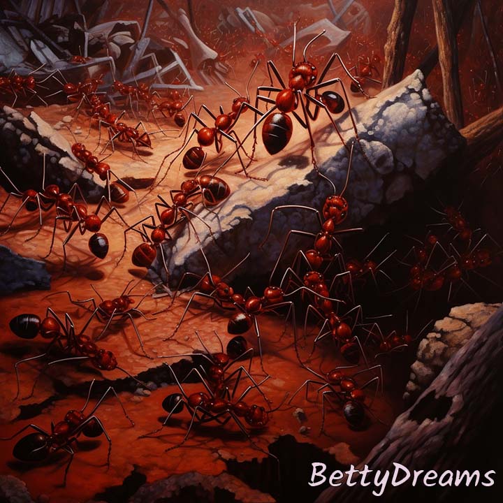 red ants crawling