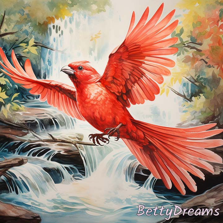 red bird flying