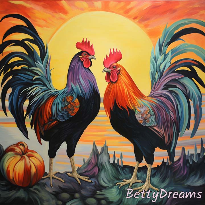 roosters sunset