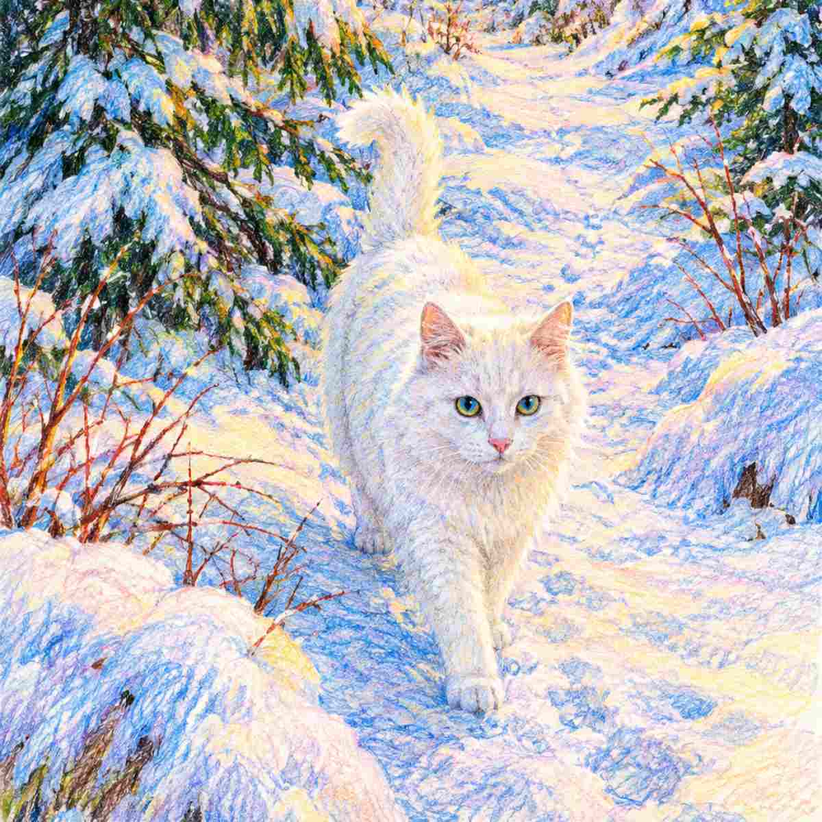 White Cat in Dream