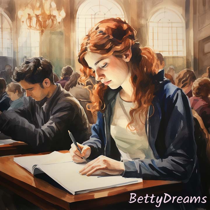 university student taking a test