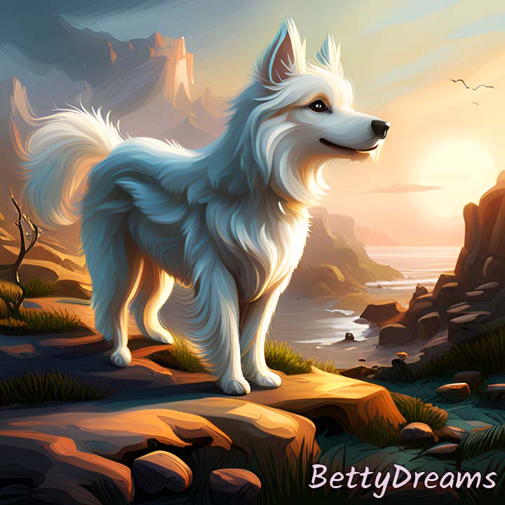 white dog looking