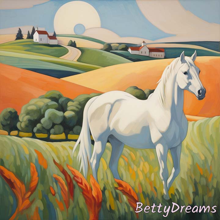 white horse in the field